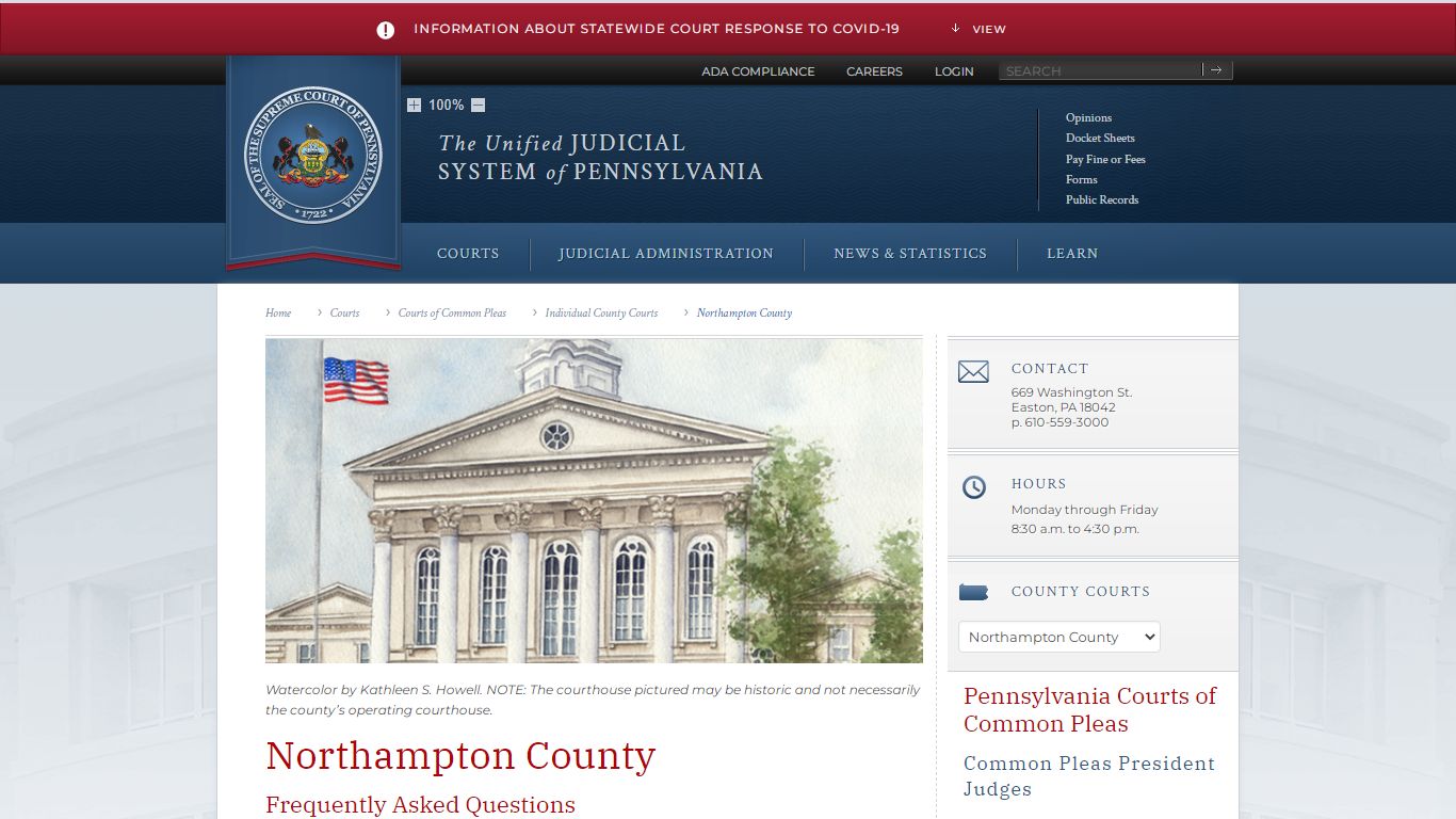 Northampton County | Individual County Courts | Courts of Common Pleas ...