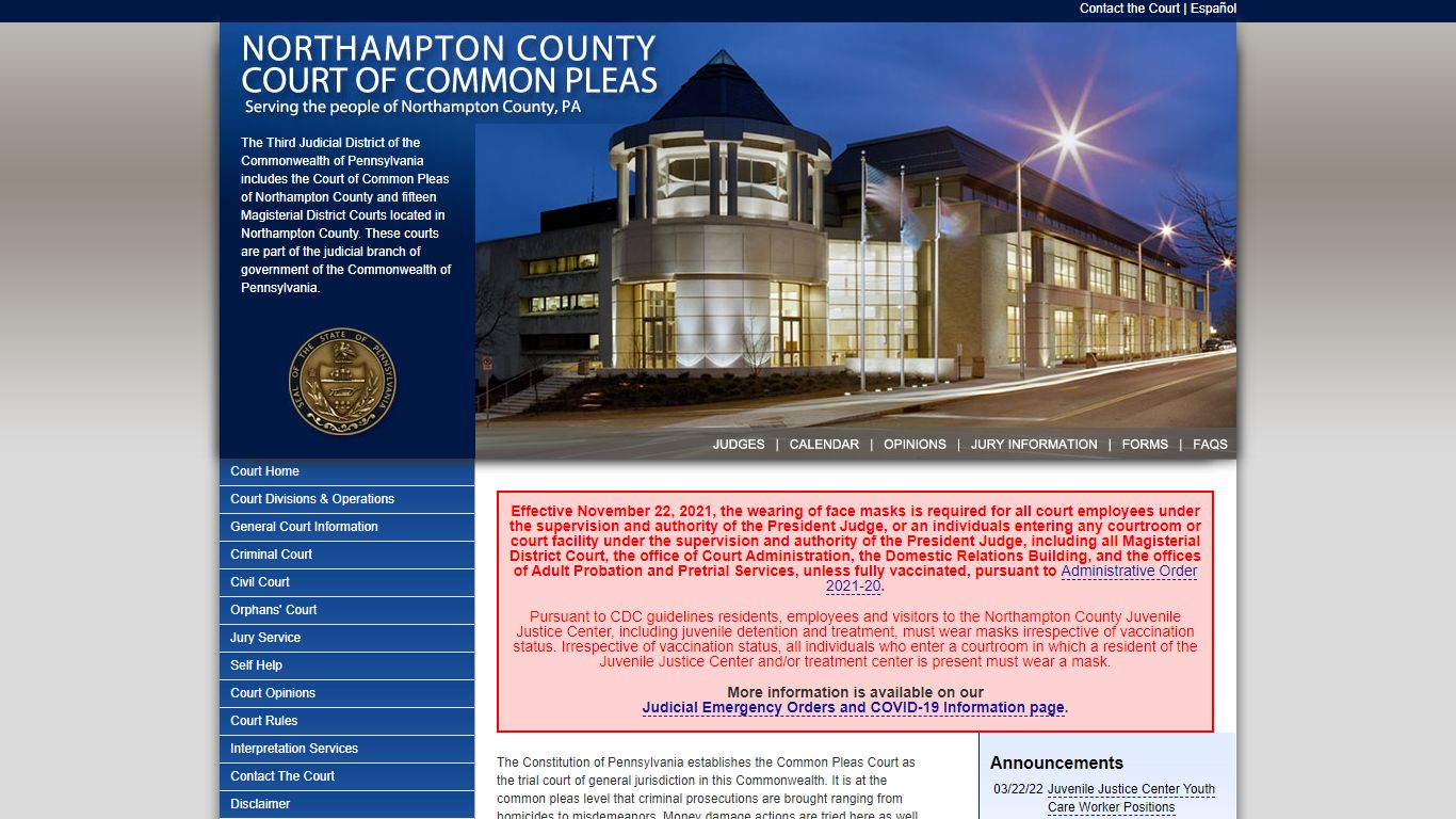 Northampton County PA of Court Common Pleas - Serving the People of ...